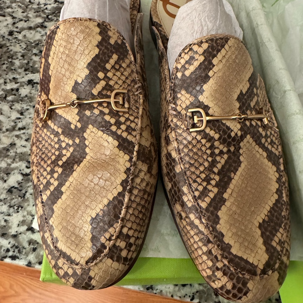 Linnie Python-Embossed Leather Mules - image 5